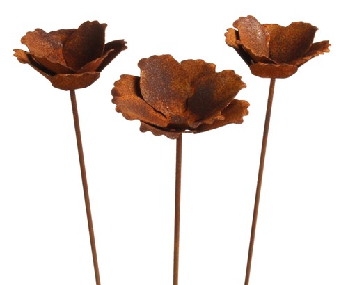 3er set rost gartenstecker - set,