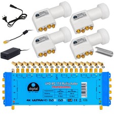 SET Multischalter 17/8 Switch PMSE SAT Verteiler + HB LNB 3D Full HDTV 0,1 4 Sat