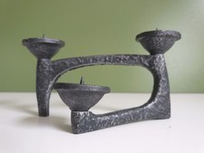 Vintage alter dreiflammig Kerzenhalter Brutalist Gusseisen Kerzenleuchter 60er