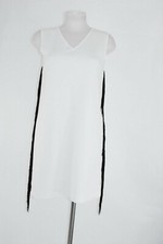 AT.P.CO  Kleid weiß 42 (it) 36/38 (D) schwarzen Fransen Trägerkleid Polyester 