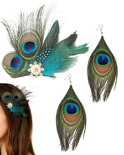 Pfauenfedern haarschmuck - pfauenfedern,