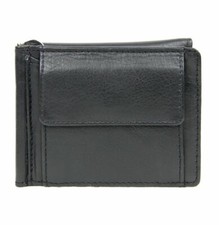 Dollarclip Geldklammer Minigeldbörse Klammerbörse Damen Herren Leder Schwarz