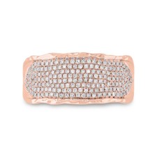 Diamant Pavé Ring 14K Rose Gold Vintage Breit Welle Cocktail Ehering 0.45ct