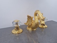 JADO Perlrand Cristal (Schwan) 3-Loch Waschtischarmatur - 24kt Gold 