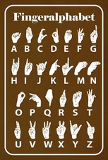 Holzschild 20x30 Das Finger-Alphabet Info Tafel Hinweis Zeichensprache Wand Deko