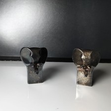 2 x Dansk Designs Japan versilberter Elefant Briefbeschwerer Figuren Gunnar Cyré
