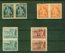 Fiume Mi #  38, 41, 45 + 93 ungebraucht  4 Paare in der Mitte ungezähnt (58030)