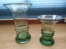 Glasvasen, grün, Recycling-Glas, 2 Stück, H21/14,5cm, D innen 7/5cm, neuwertig