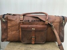 Neu Tasche Echt Ziegenleder Braun Reise Fitness Gepäck Seesack Vintage Herren...