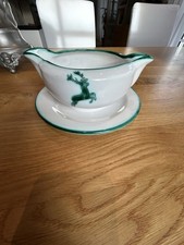 Gmundner Keramik  " Sauciere "  Grüner Hirsch  18 cm  lang
