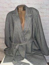 H&M DIVIDED Mantel mit Bindegürtel grau Fischgrätmuster Grösse 3XL NEU NEUWERTIG