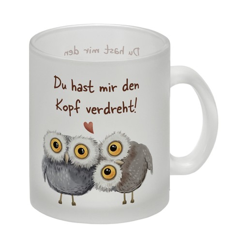 Eulen glas tasse mit spruch - glas,