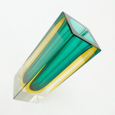 Blockvase Murano Sommerso  Überfangglas 3-farbig 60er Jahre