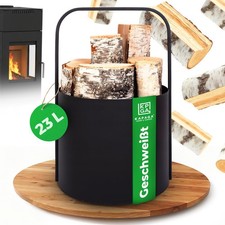 Kaminholzständer Metall schwarz KAMINHOLZKORB Feuerkorb Holzkorb Tragekorb 35 cm
