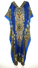 Maxikleid Strandkleid Sommerkleid Kaftan Boho Takschita Abaya Kimonoärmel blau