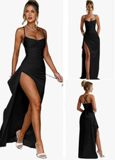 Damen Elegant Satin Maxikleid