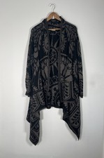 Peruvian Connection Baby Alpaka Jacquard Wasserfall Strickjacke - Schwarz/Grau M Mängel