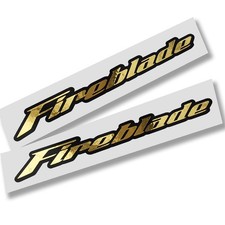 Motorrad Fireblade Gold Chrom & Schwarz Vinyl Aufkleber Grafik X 2 160mm