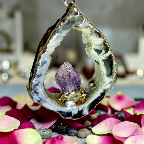 Achat geode anhänger mit - achat,
