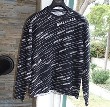 BALENCIAGA SWEATER S pulli pullover black oversize oversized monogram logo wool