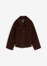 Neu Teddyjacke mit Kragen Gr. 46 Dunkelbraun Damen Mantel Teddy-Jacke Coat