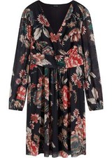 Mesh-Kleid mit modischem Print Gr 40/42 Schwarz Rot Geblümt Damen Minikleid Neu*