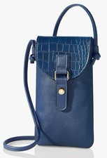 Handytasche zum Umhängen Smartphone Bag Crossbody Blau Kroko-Optik Neu
