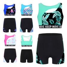 DE Mädchen Tankini Set  Zweiteiliger Badeanzüge Bikinioberteil mit Badeshorts