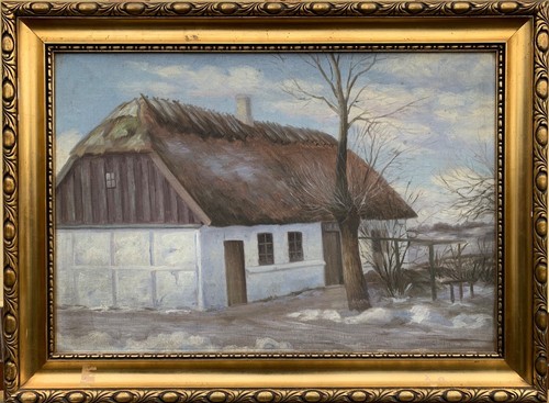 ölbild winterlandschaft mit - Ölbild,