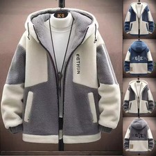 Herren Outwearlinie mit Kapuze Fleece Jacke Mantel Cardigan Freizeit Winter Warm