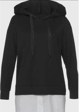 Lascana  Sweatshirt * Hoodie mit abknöpfbar Bluseneinsatz * schwarz * 40 * M