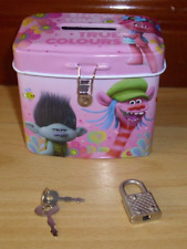 Trolls Sparbüchse Blechdose mit Schlüssel + Schloss 8,5 x 5,5 x 7,5 cm Spardose