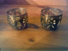 2 Teelichter - Messing- Weihnachtsmotiv - Höhe 4,5 cm - Ø 4,5 cm