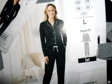 Edles Damen-Pyjama-Oberteil Punkte Gr.L 44/46 Schlafanzug Homeware Hausanzug