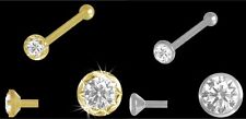 750 GOLD / WEISSGOLD NASENPIERCING MIT ZIRKONIA * 2mm * Nasenstecker Piercing