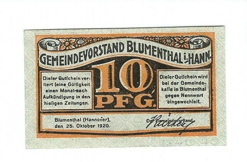 Notgeld blumenthal gemeinde - notgeld,