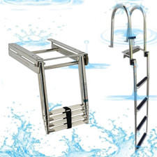 4 Stufen Klappboot Leiter Poolleitern Edelstahl Teleskop Klapp Badeleiter