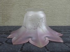 Glas Lampenschirm Jugendstil grau rot satiniert Lampenglas Tulpe Antik Stil