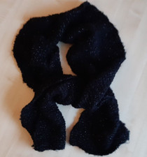 kuschlig weicher Wollschal in schwarz mit silbernen Lurex-Fäden # 25 x 180 cm