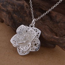 925 Silber Rose Blüme 3D