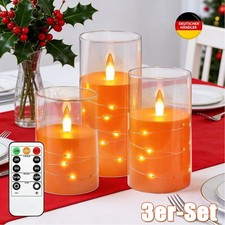 3er Set LED Echtwachs Kerzen