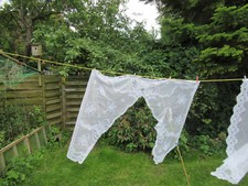 Gardine, Stores ca. 140 x 110 cm  tadellos, weiß, Blumenmuster