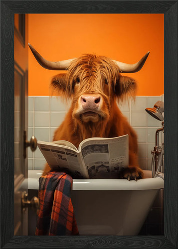 Highland cowon the toilet - highland,