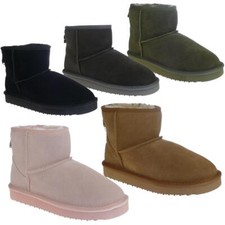 BLACK feinste Leder Damenstiefel Halbstiefel mit Lammfell in 5 Farben Gr.37-42