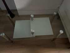 Couchtisch - Glas - Chromfüße -  untere Ebene Milchglas - 110 cm x 60 cm x 45 cm