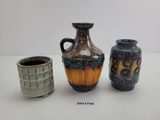 2x Vase 1x Übertopf Keramik Strehla Mid-Century DDR 9,7-19,5cm Deko #2511754