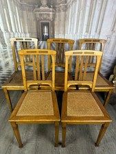 SET 5x ANTIKER JUGENDSTIL STUHL UM 1900 RATTAN GEFLECHT
