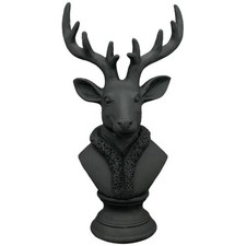 Dekofigur Hirschbüste auf Fuß schwarz 49 cm XXL