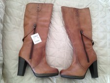 Damen Stiefel, Boots, Gr.40, Venturini, Cognac/Braun Leder, Langschaft, NEU 