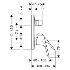 Wannenbatterie Focus, Chrom, glänzend - A